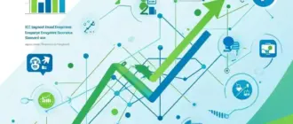 Баннер '1С:Предприятие' с динамичными линиями, графиками роста и иконками функций, подчёркивает возможность автоматизации бизнеса всего за 1 час.